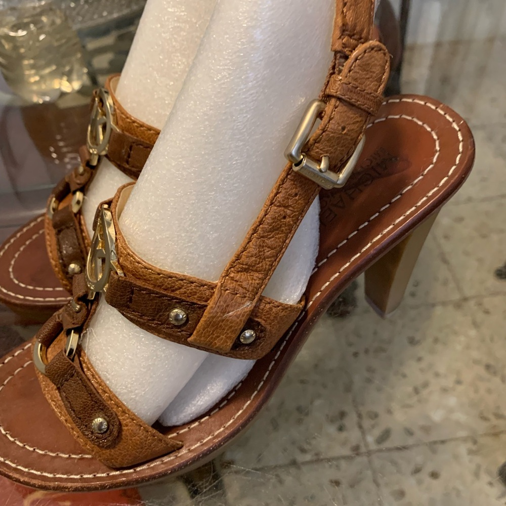 Michael Kors Tan Leather Heeled Sandals